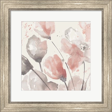 Framed Neutral Pink Floral II Print
