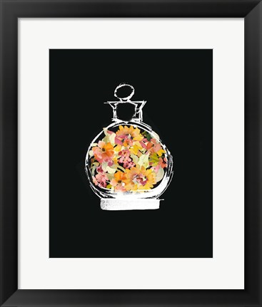 Framed Crystal Watercolor Perfume on Black I Print