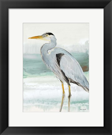 Framed Heron on Seaglass  I Print