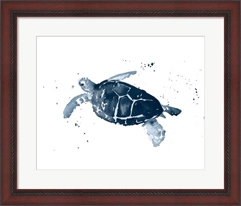 Framed Navy Ink Turtle I Print