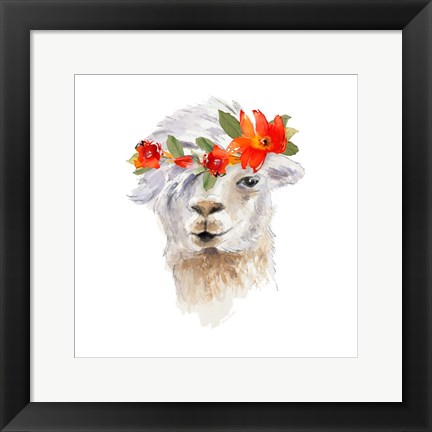 Framed Floral Llama II Print
