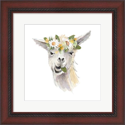 Framed Floral Llama III Print