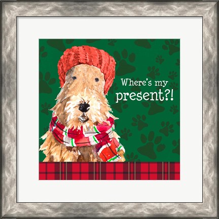 Framed Christmas Puppy I Print