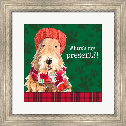 Framed Christmas Puppy I Print