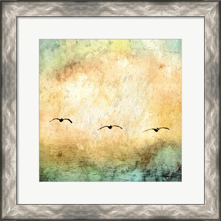 Framed Seagulls in the Sky Square III Print