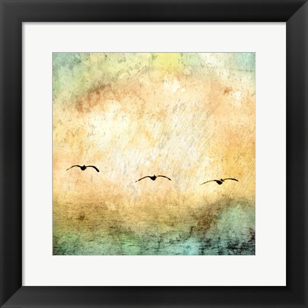 Framed Seagulls in the Sky Square III Print