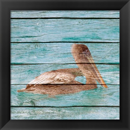 Framed Wood Pelican II Print