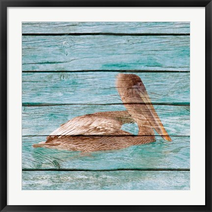 Framed Wood Pelican II Print