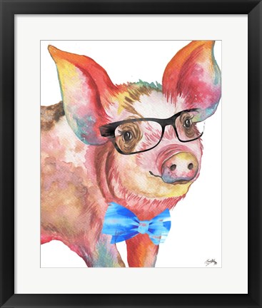 Framed Nerdy Pig Print