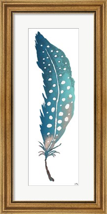 Framed Dotted Blue Feather II Print
