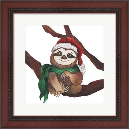 Framed Christmas Sloth I Print