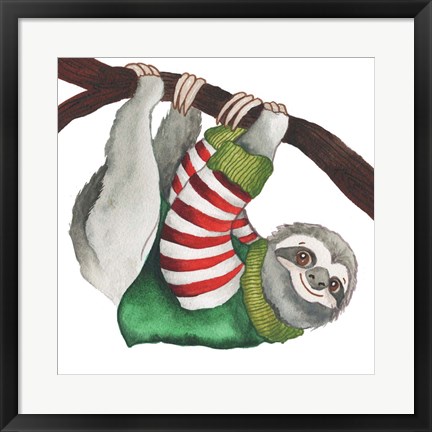 Framed Christmas Sloth II Print