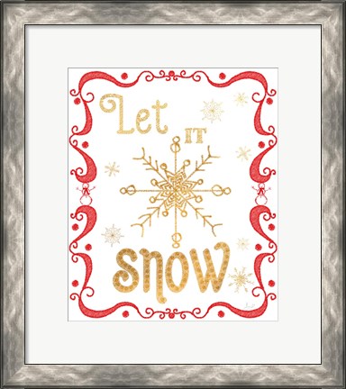 Framed Gold and Red Christmas I Print