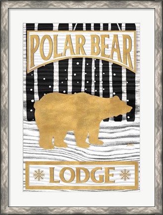 Framed Winter Lodge Sign I Print