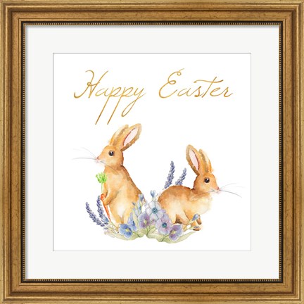 Framed Happy Easter Spring Bunny II Print