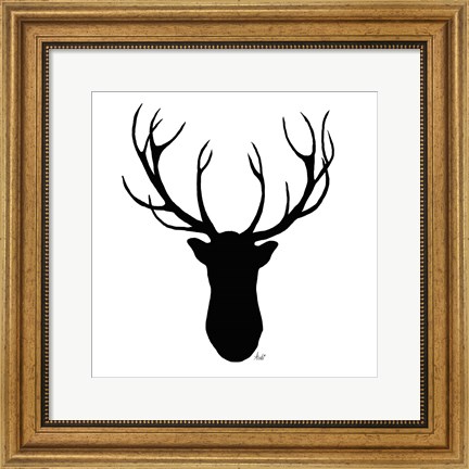 Framed Deer Head Silhouette Print