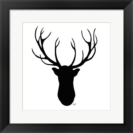 Framed Deer Head Silhouette Print