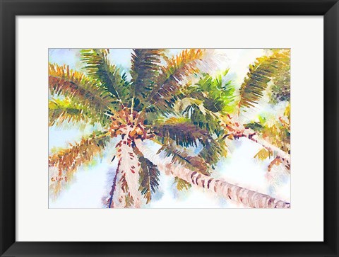 Framed Sideway Watercolor Palms II Print