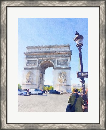 Framed Watercolor Streets of Paris I Print