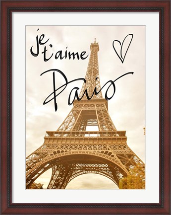 Framed Je t&#39;aime Paris Print
