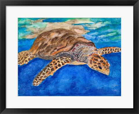 Framed Turtle at Sea Print