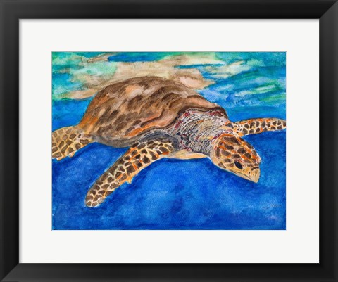 Framed Turtle at Sea Print