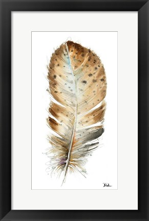Framed White Watercolor Feather II Print