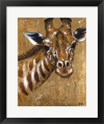 Framed Gold Giraffe Print