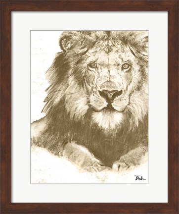 Framed Muted Lion Print