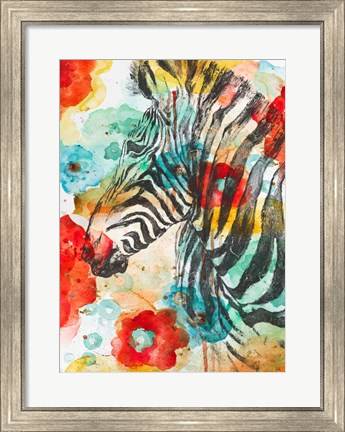 Framed Vibrant Zebra Print
