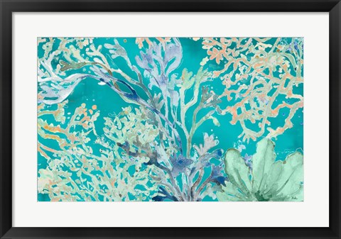 Framed Under the Sea Plants Blue Print