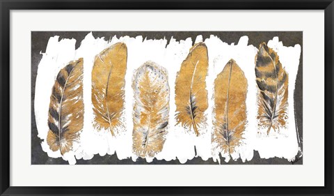 Framed Gold Watercolor Feathers Print