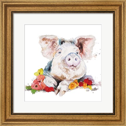 Framed Happy Little Pig Print