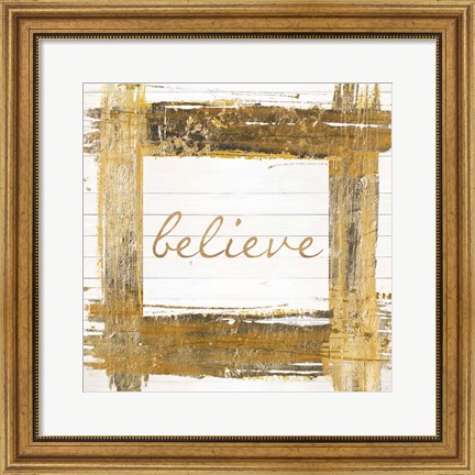 Framed Gold Believe Square Print