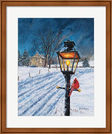 Framed Winterberry Lamppost Print