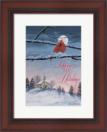 Framed Happy Holiday Cardinal Print