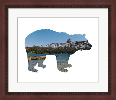 Framed Lake Scenery Bear Print