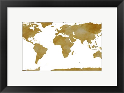 Framed World Map Collection Gold Print