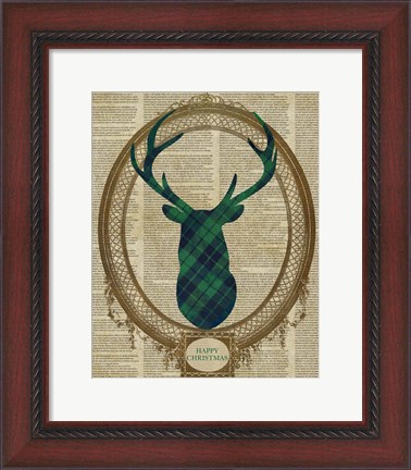 Framed Holiday Tartan Deer II Print