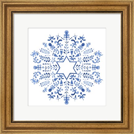 Framed Indigo Hanukkah III Print