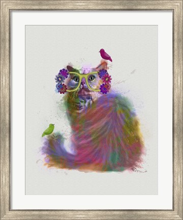 Framed Cat Rainbow Splash 9 Print