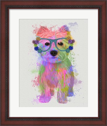 Framed West Highland Terrier Rainbow Splash Print
