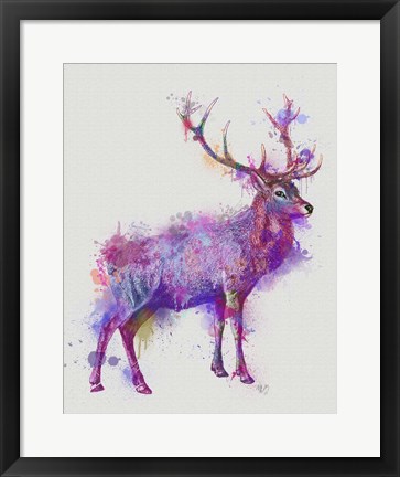 Framed Deer 1 Rainbow Splash Purple Pink Print