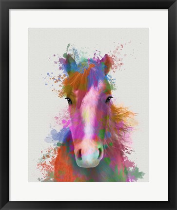 Framed Horse Portrait 2 Rainbow Splash Print