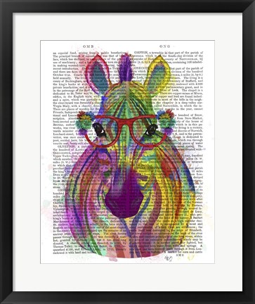 Framed Zebra Rainbow Splash 1 Print