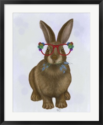 Framed Rabbit and Flower Glasses Print