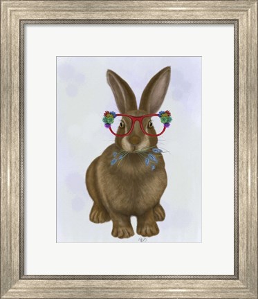 Framed Rabbit and Flower Glasses Print