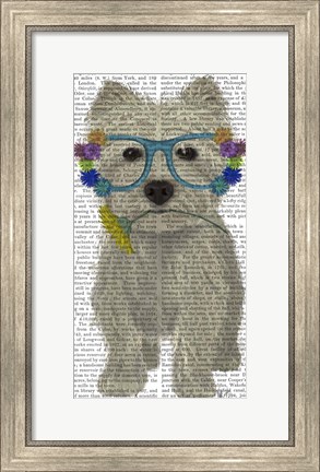 Framed West Highland Terrier Flower Glasses Print