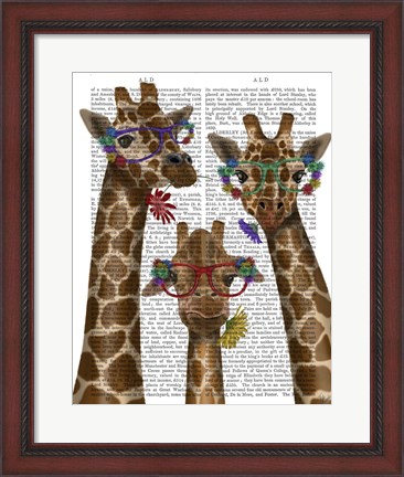 Framed Giraffe and Flower Glasses, Trio Print