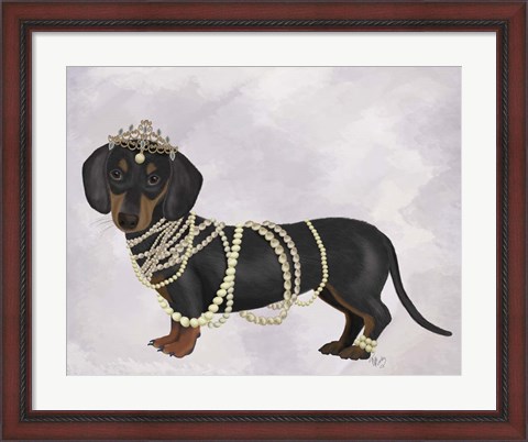 Framed Dachshund and Pearls Print